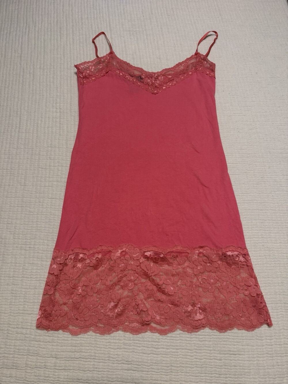 Wet Seal True Y2K Lace Cami Long Line Pink Layering Tank Top